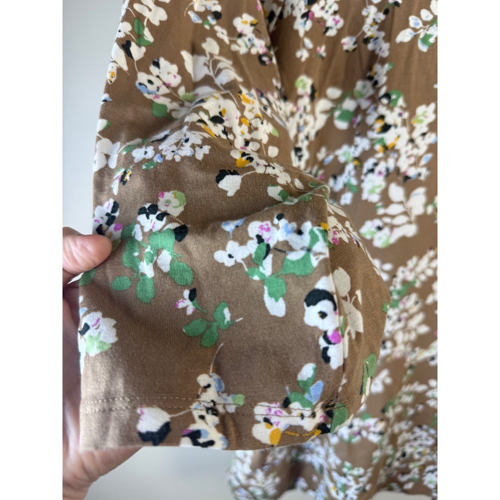 J.Jill Women Floral Crew Neck Supima Luxe Tunic Top Brown Boho sz 3X Stretch - Picture 3 of 13